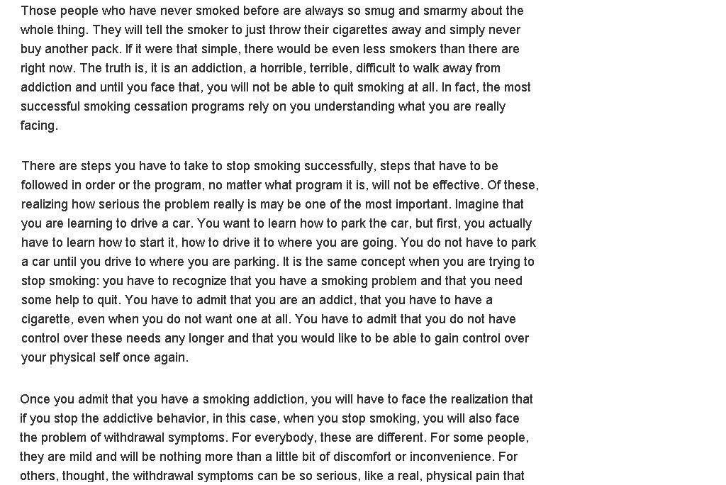 Essay on smoking addiction